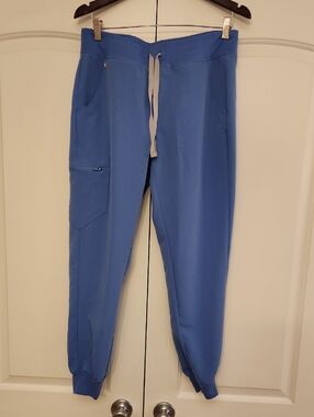 Figs Women's Blue Drawstring Jogger Pants with Side Zip Pocket